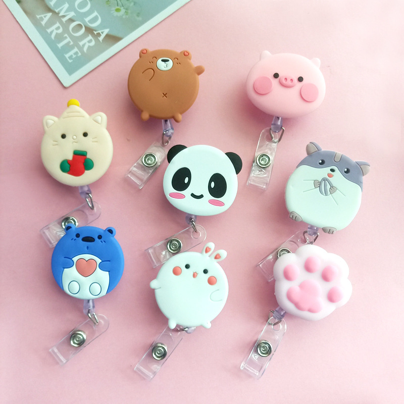 Kawaii Tech Accessories - Karikatür Panda Hamster Kedi Rozeti Makaraları