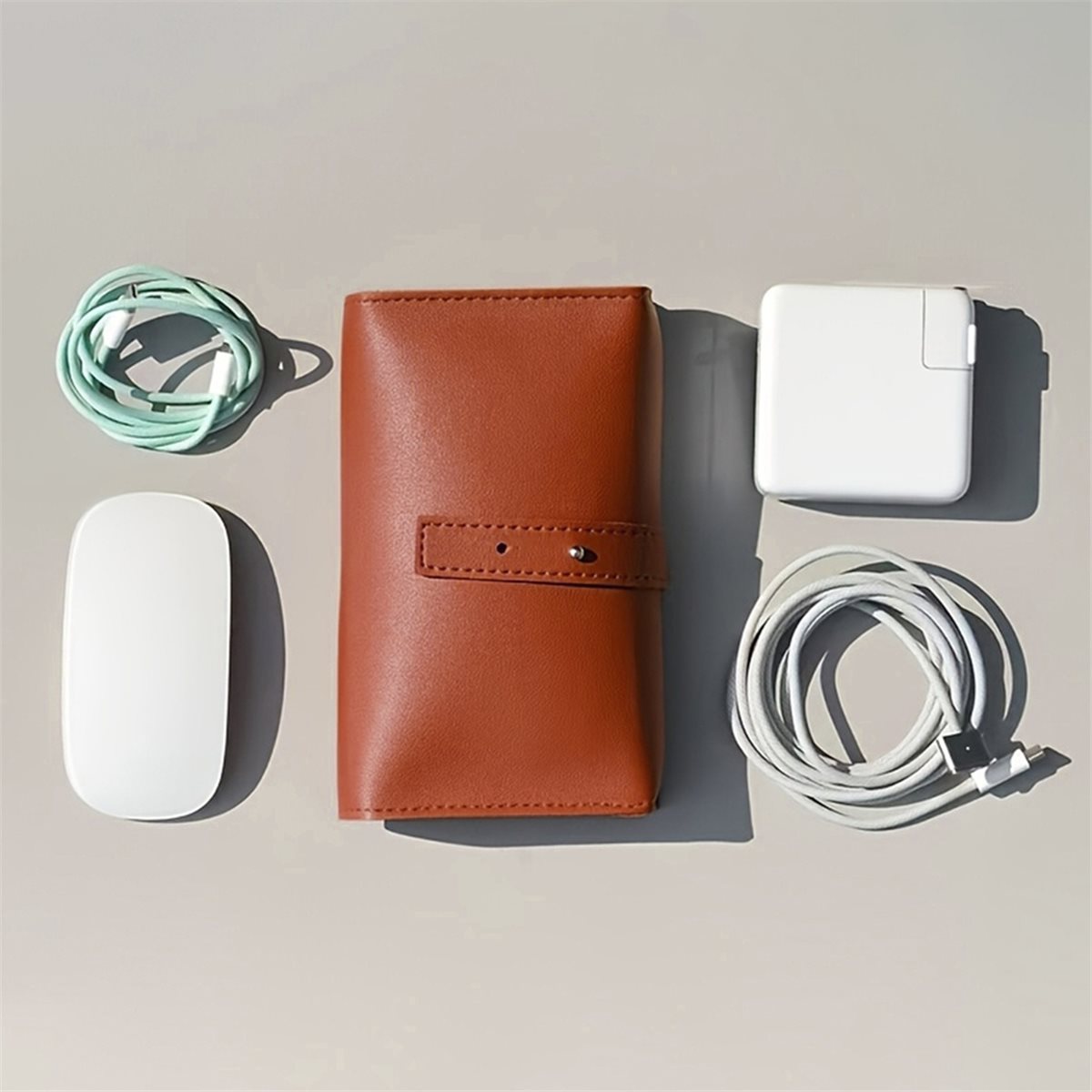 Tech Accessories Storage - (A94Z] PU Çok Bölmeli Düzenleyici-Taşınabilir Teknoloji