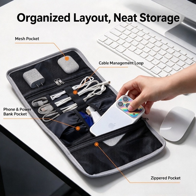 Büyük Kapasiteli Kablo Düzenle - Tech Accessories Travel Organizer Pouch incelemesi ve fiyatı